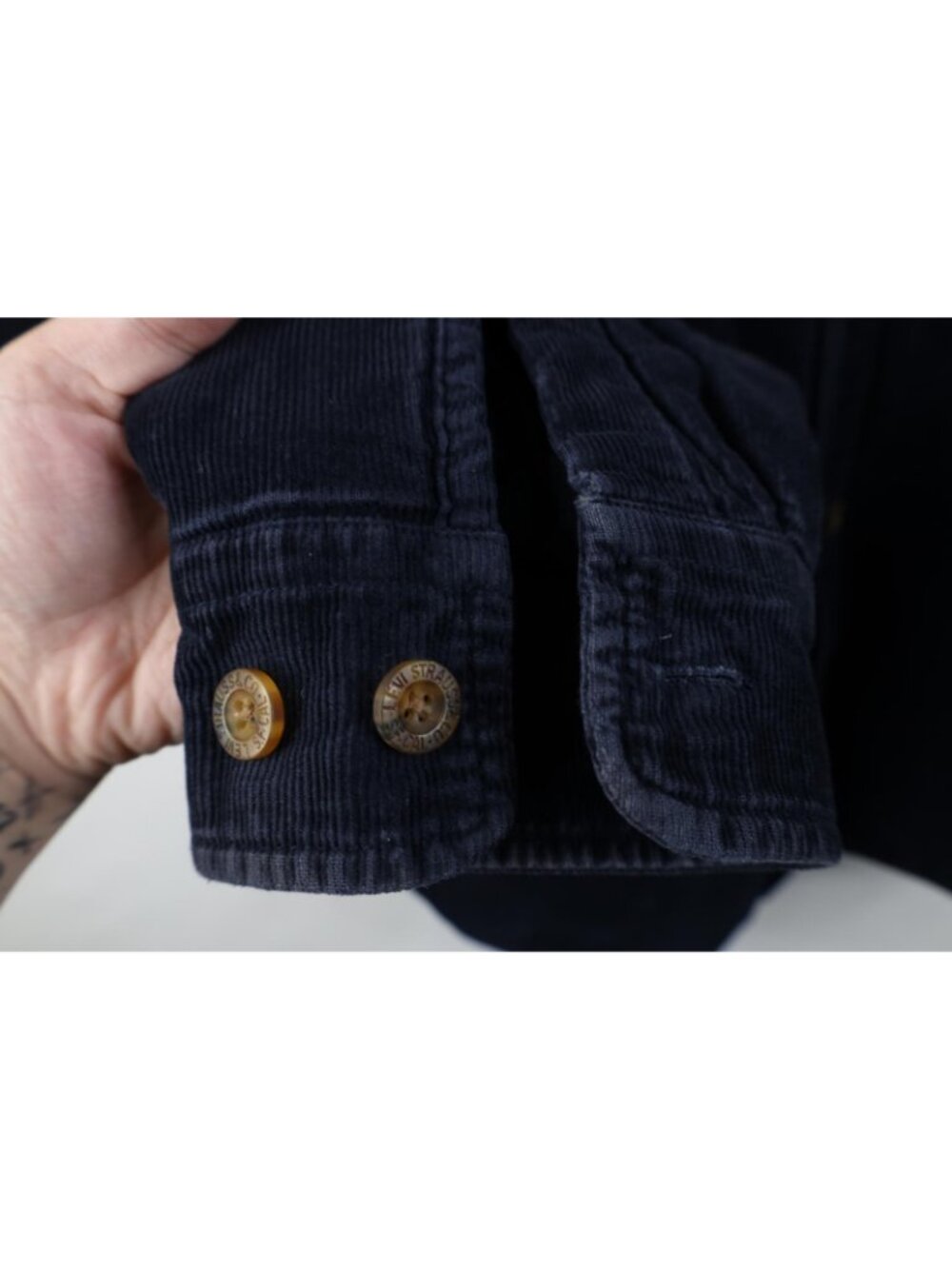 Vintage Y2K Levis Mens Large Fleece Lined Corduroy Button Shirt Jacket Jac Shirt - Picture 10 of 16